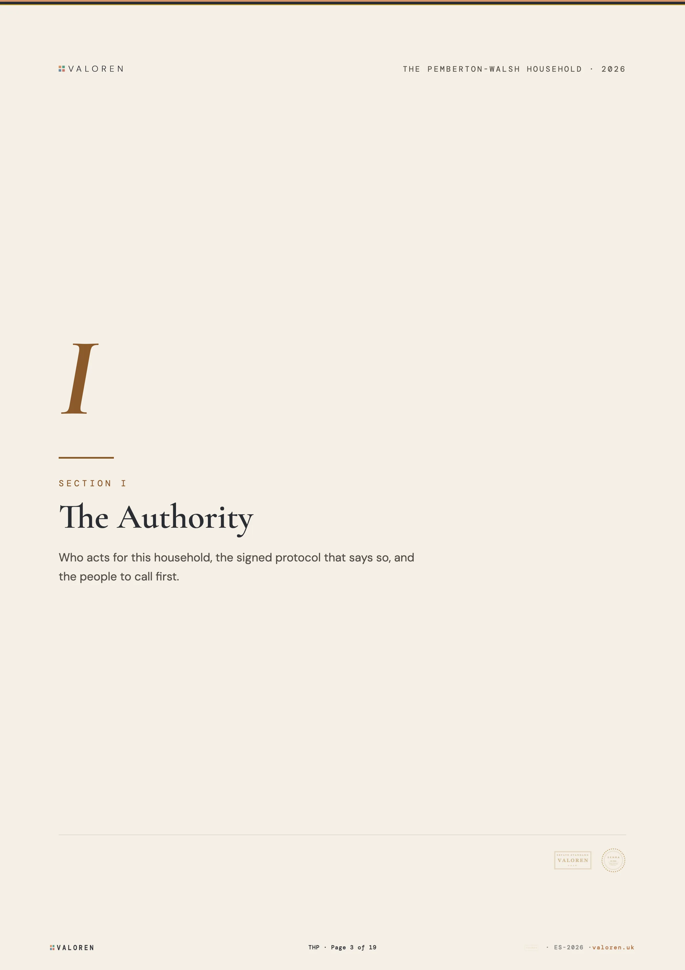 Section I: The Authority.