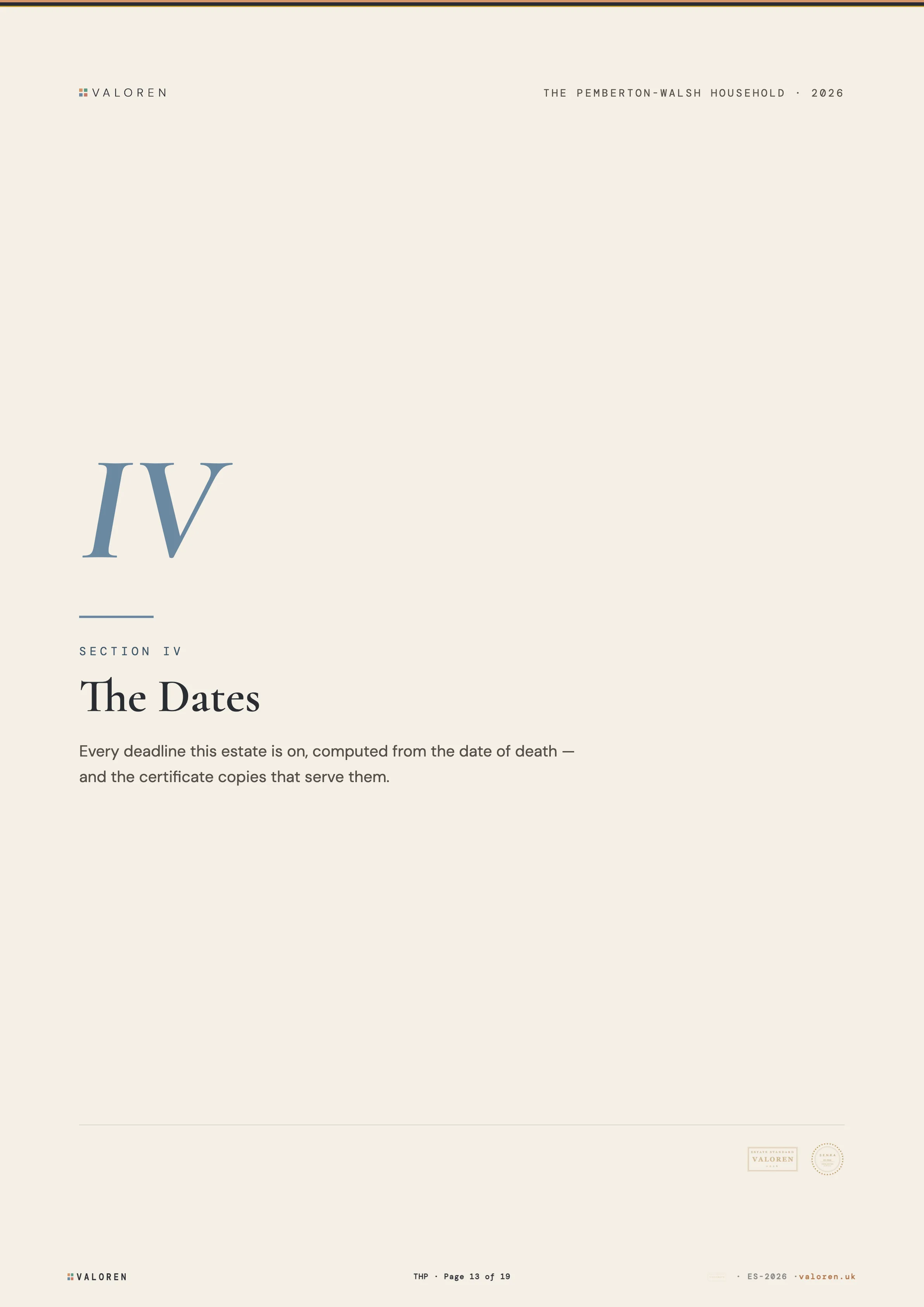 Section divider: The Dates.