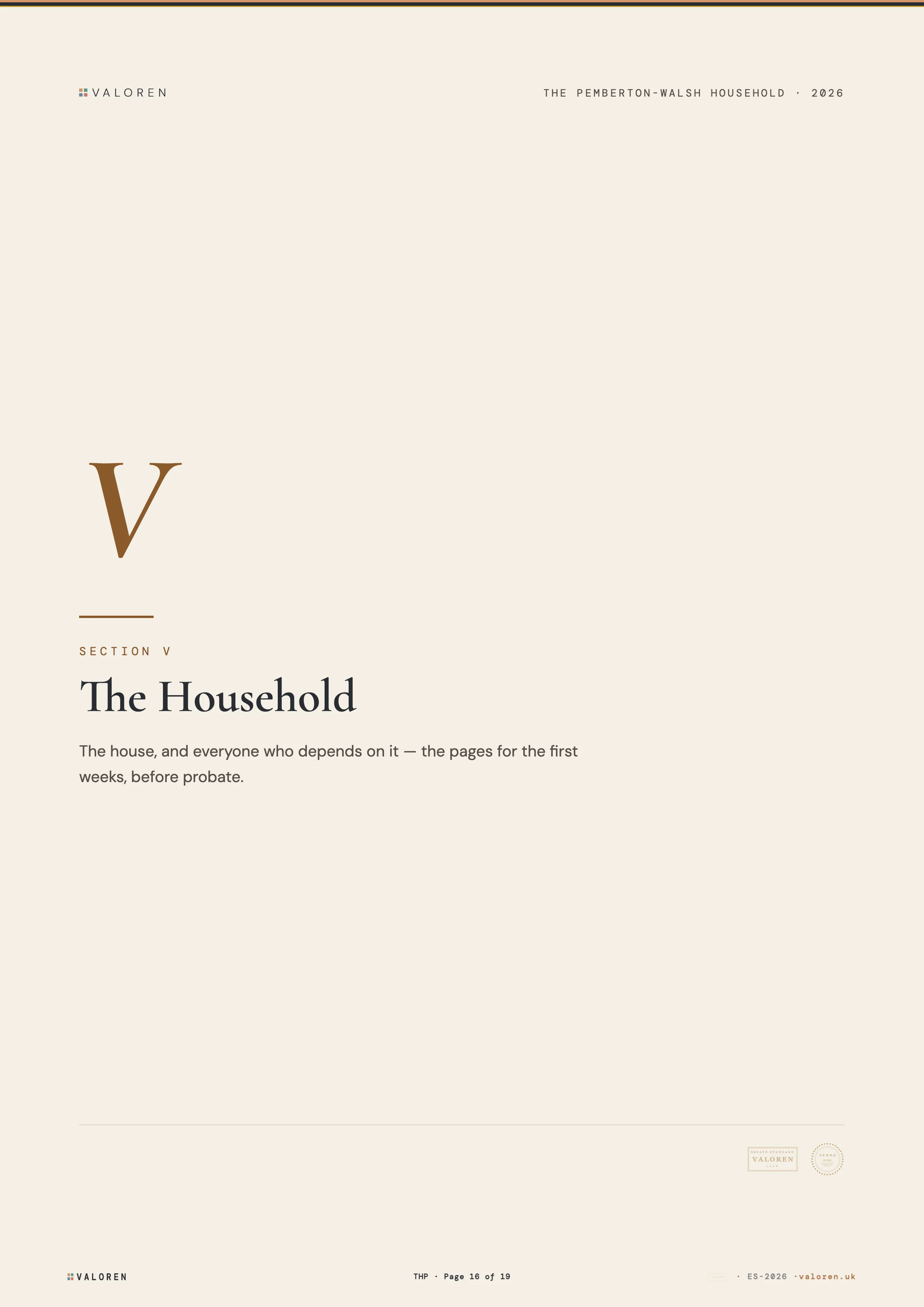 Section V: The Household.