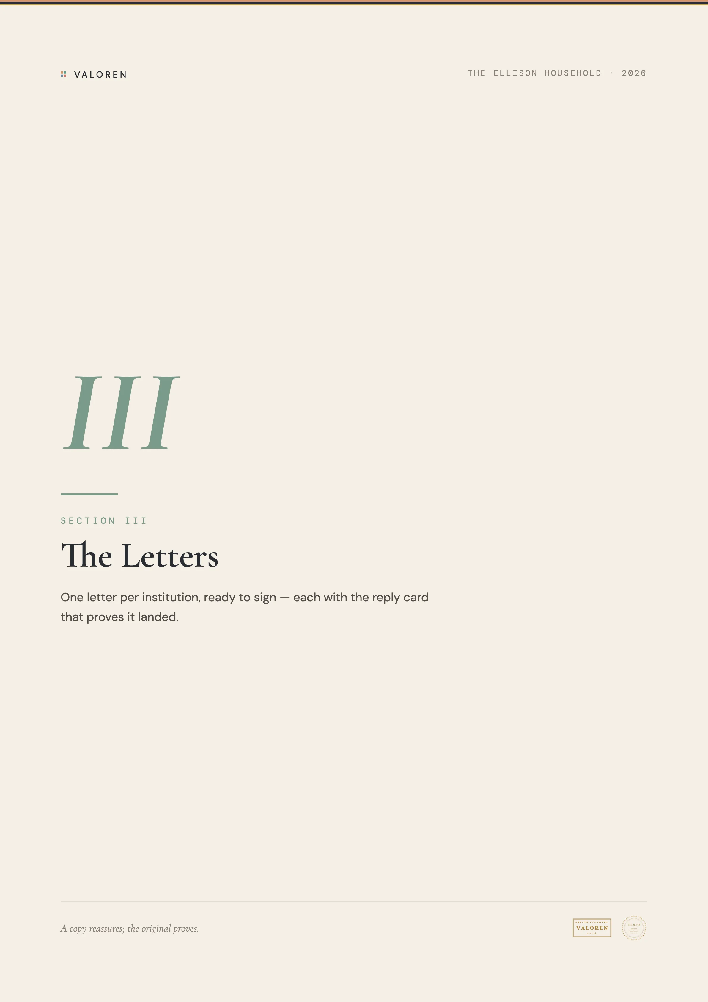 Section divider: The Letters.