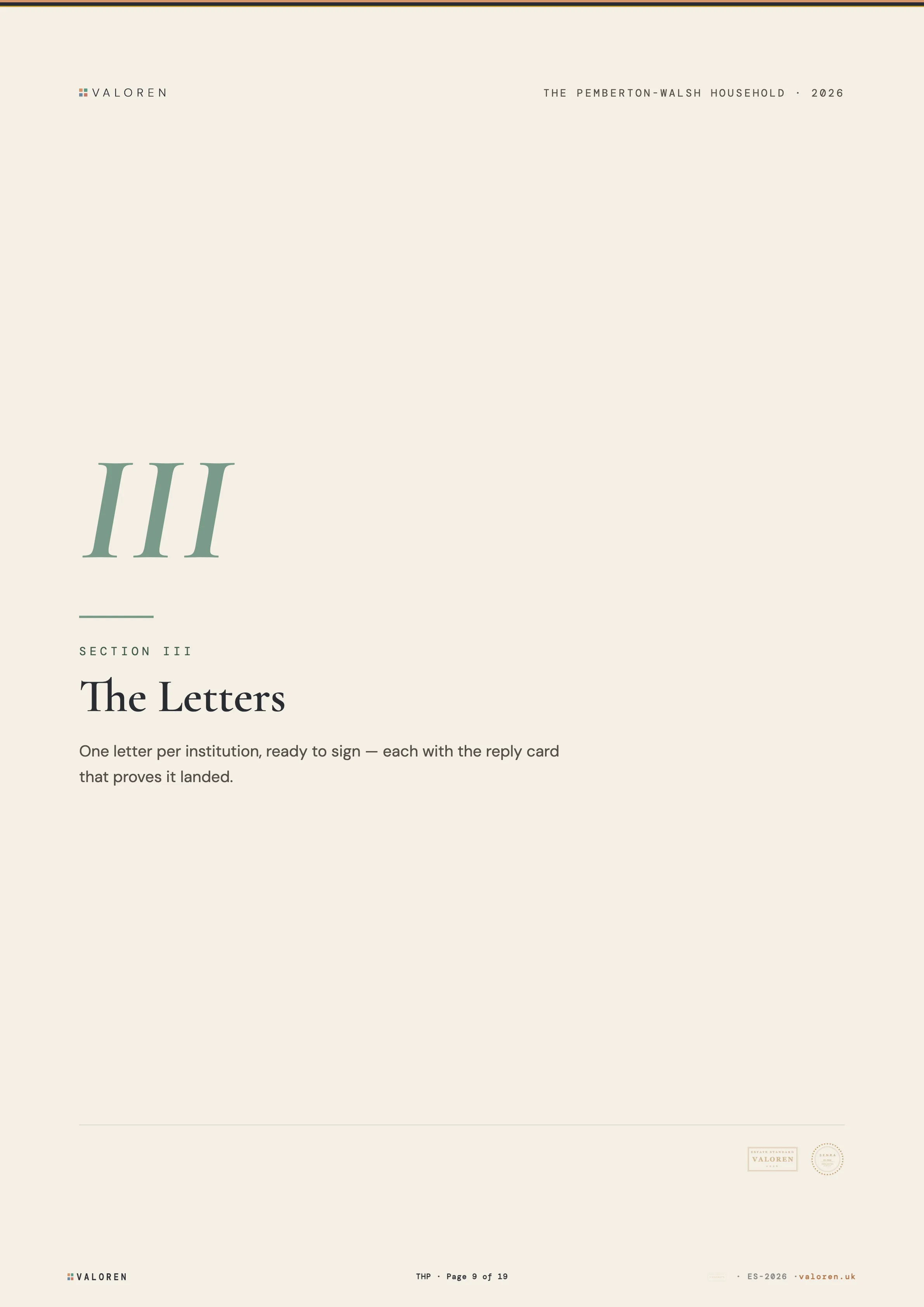 Section divider: The Letters.