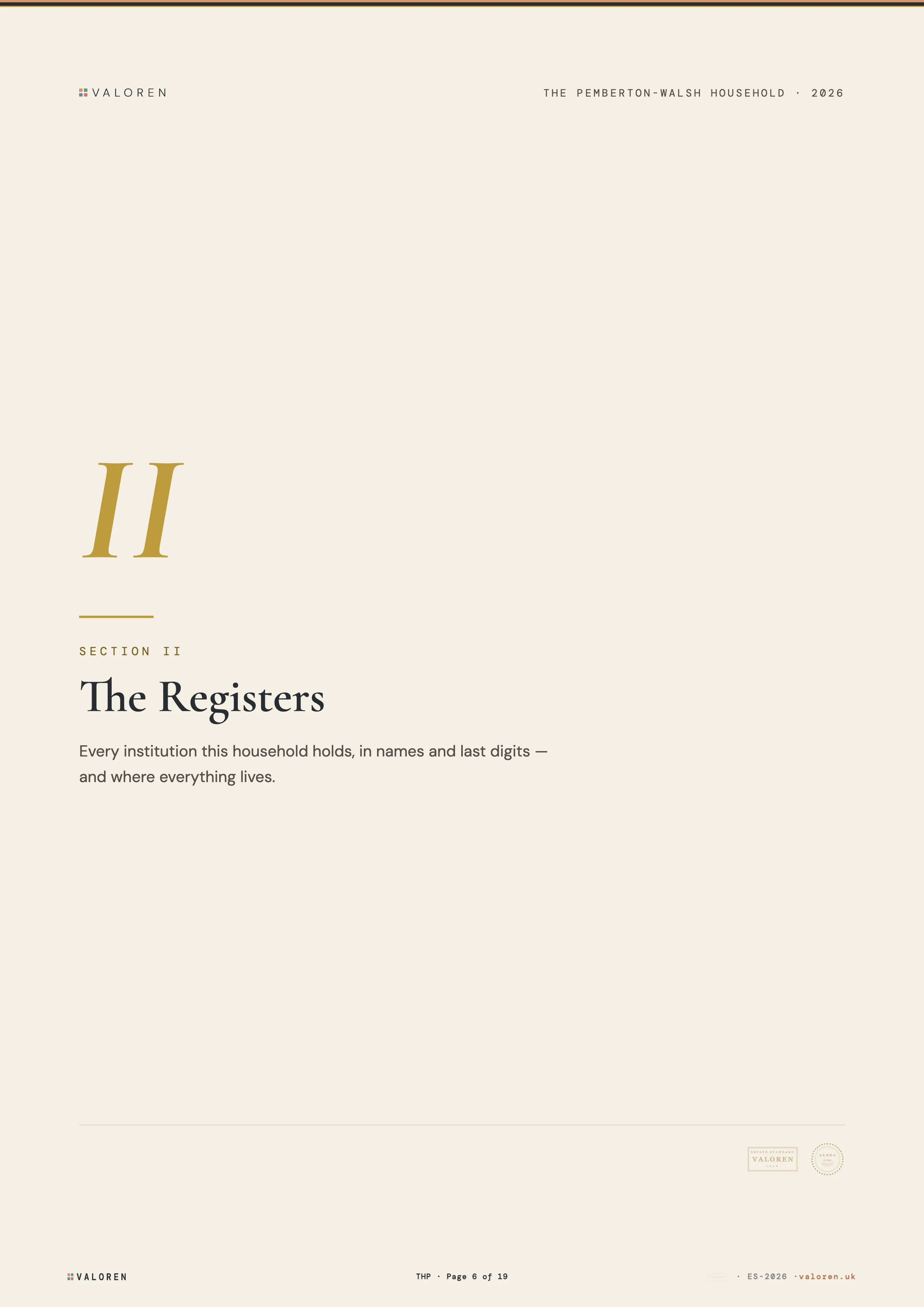 Section divider: The Registers.