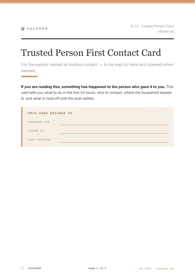 The Trusted Person first-contact card.